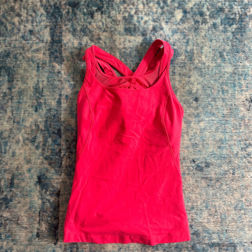 Lululemon Athletica Hot Pink Criss Cross Back Tank Top